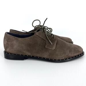 Anthropologie Liendo Yuma Derby Lace Up Shoes Brown Suede w Silver Studs Size 8